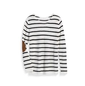 Lylah Elbow Patch Striped Pullover
